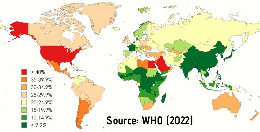 Classement mondial obésité 2025